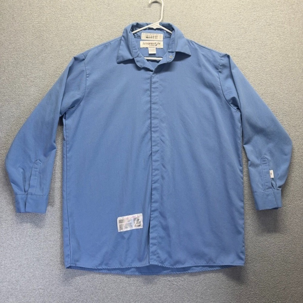 Armorex FR Shirt Mens 17.5 (XL) Blue Flame Resistant CAT2 Snap Button Workwear